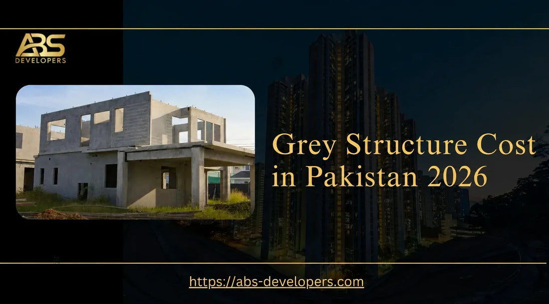Grey structure cost in Pakistan 2026 showing modern house construction and building cost estimation guide