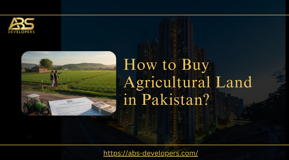 Rural farmland with land ownership documents and cash in the foreground.