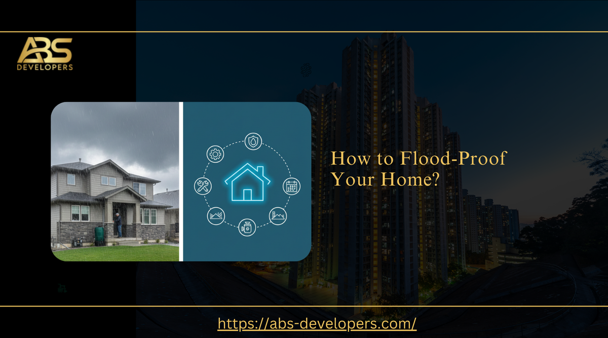 A split image a man at a house in the rain and a smart home graphic.