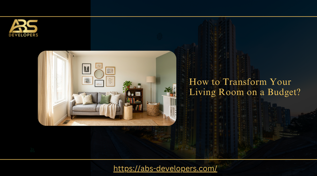 ABS Developers: How to Transform Your Living Room on a Budget? Cozy interior with a grey sofa.