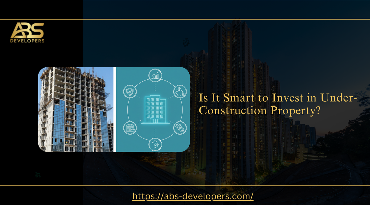 A high-rise under construction next to a real estate planning graphic.