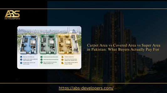 3D apartment floor plan comparison showing carpet area, covered area, and super area differences for property buyers in Pakistan