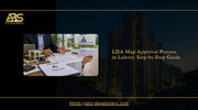 Architect reviewing residential building plans and plot documents for LDA map approval in Lahore, Pakistan.