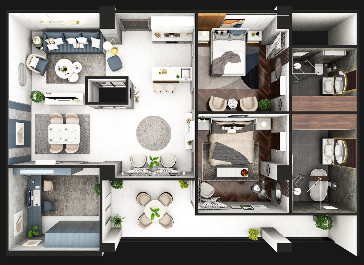 Pearl One Courtyard Tower 1 Penthouse floor plan