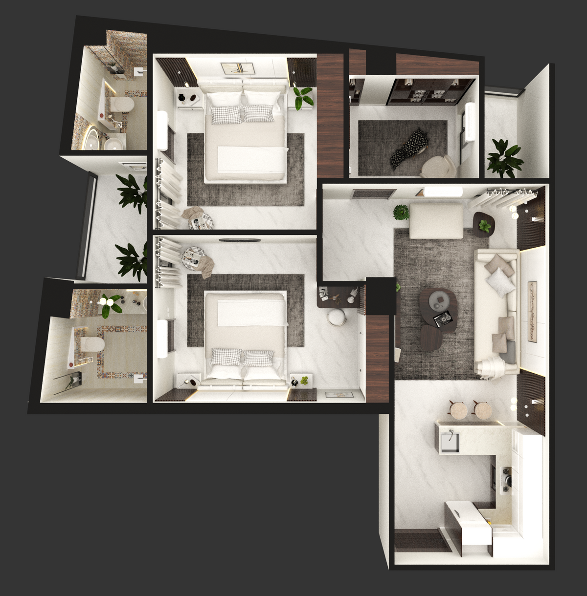 Pearl One Courtyard Tower 1 Two Bed floor plan