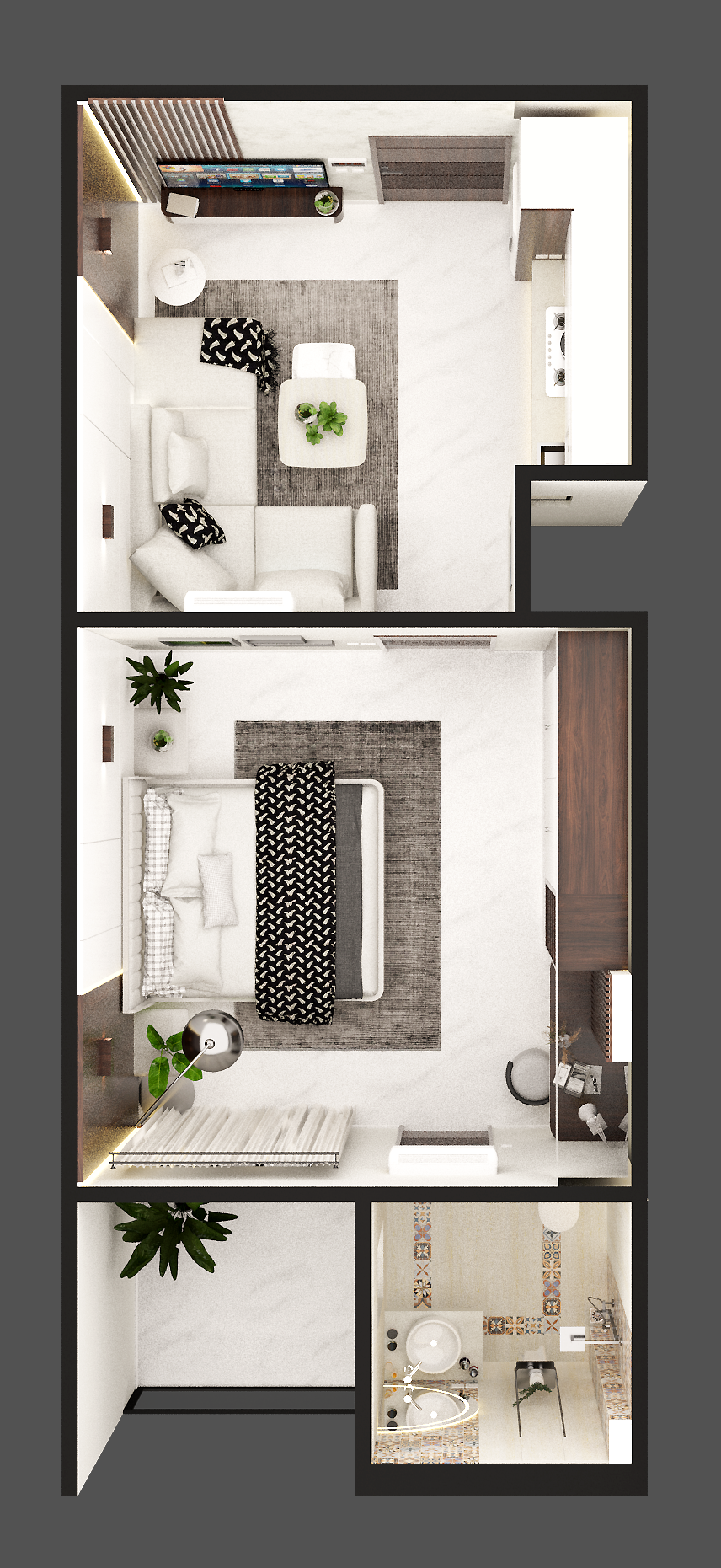 Pearl One Courtyard Tower 1 One Bed floor plan